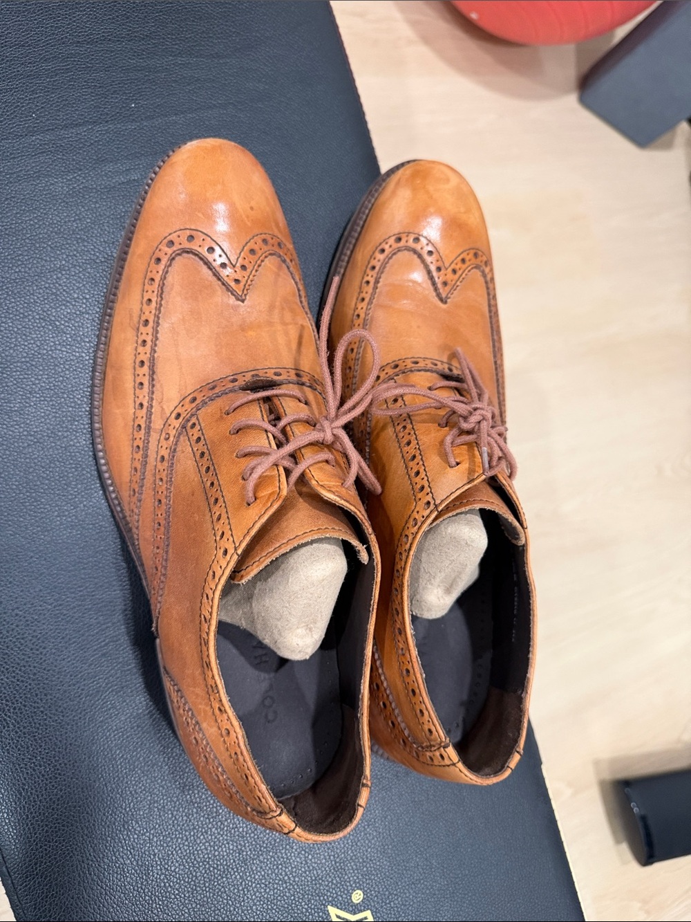 Cole Haan Men's Tan Leather Wingtip Oxfords